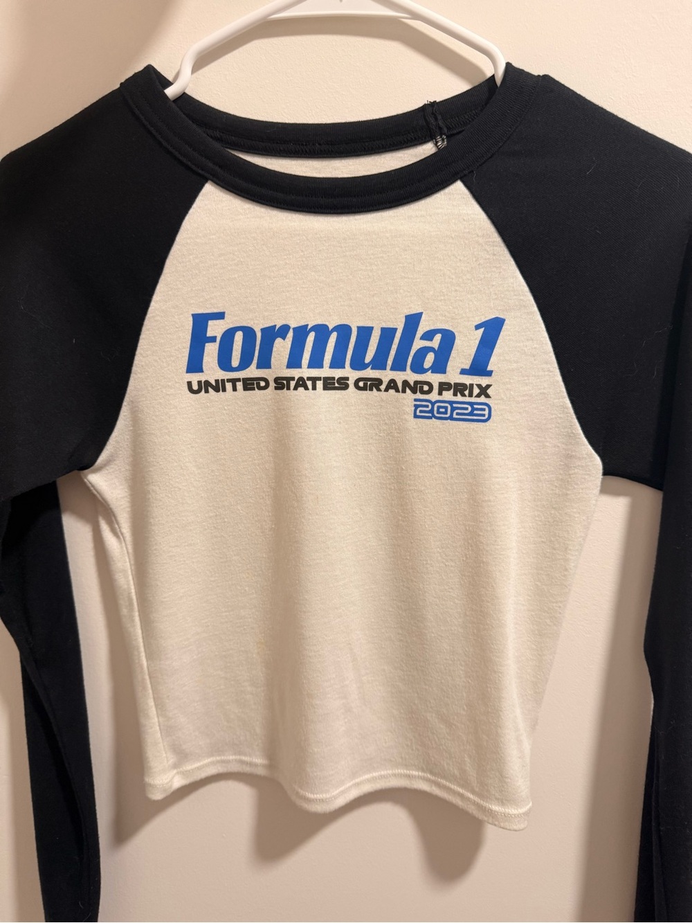 PacSun Formula 1 Raglan Long Sleeve Top - Black, White & Blue